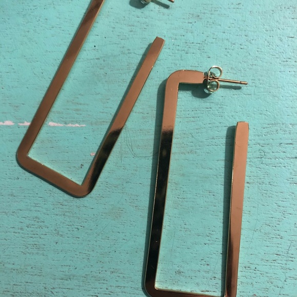 ⚡️Large rectangle flat hoop earrings - Picture 3 of 5